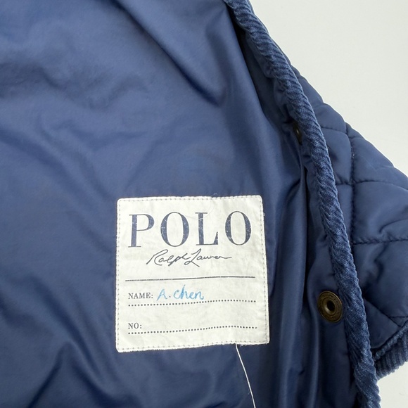 Polo Ralph Lauren Jacket Child Size 6X Blue Hooded Diamond Quilted Corduroy Trim - Picture 11 of 16